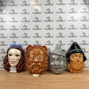Wizard of Oz Clay Art Ceramic Wall Mask Set 1997 Dorothy Lion Tin Man Scarecrow